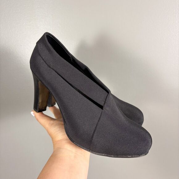 Eileen Fisher Peek Grosgrain Stretch Heels 7.5 Leather Capsule Comfort‎ Office - Picture 1 of 9